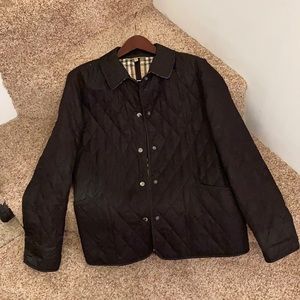 Burberry quilted black snap button jacket